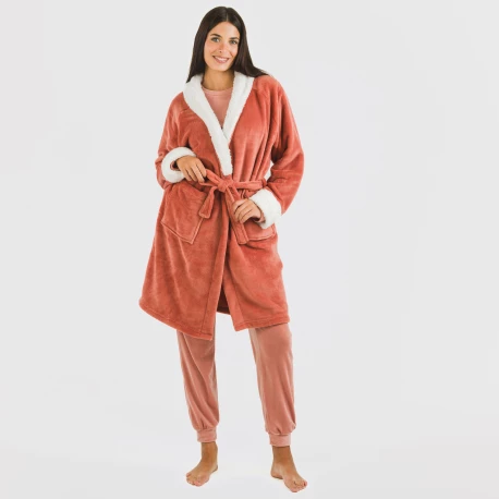 Bata terciopelo sherpa lisa