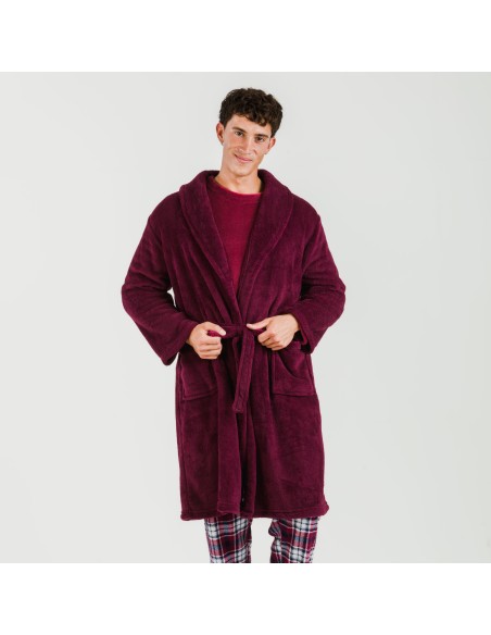 Bata coral hombre lisa