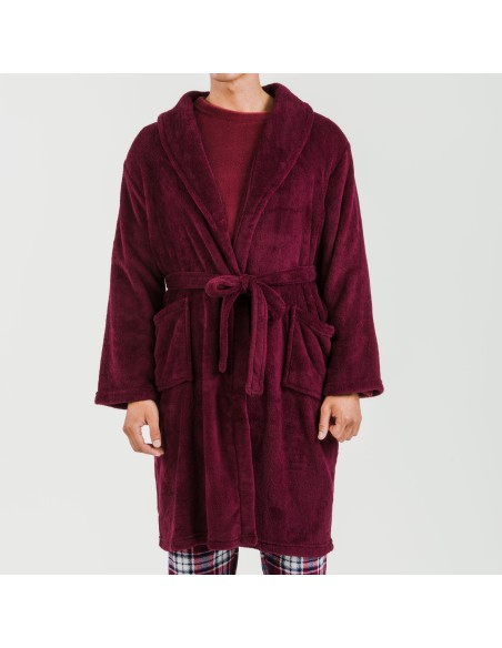 Bata coral hombre lisa