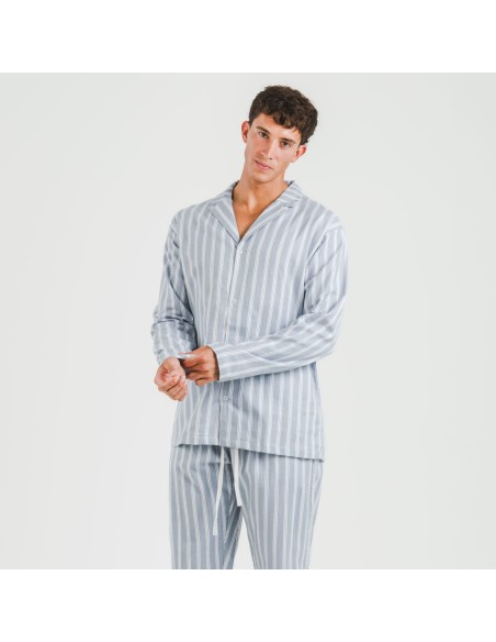 Pijama franela con solapa hombre Raya Marsella indigo
