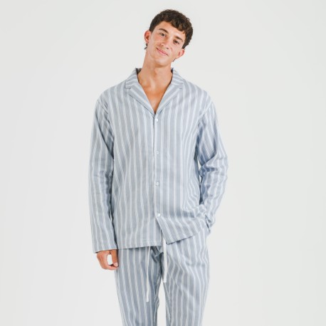 Pijama franela con solapa hombre Raya Marsella indigo