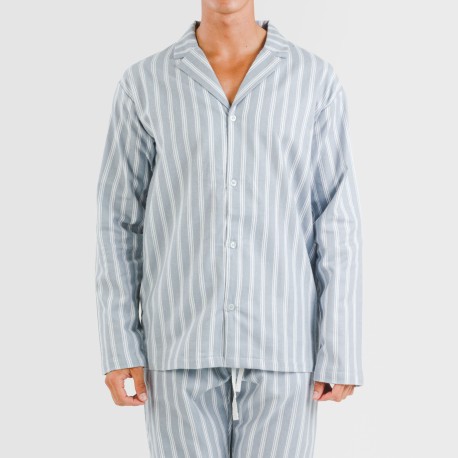 Pijama franela con solapa hombre Raya Marsella indigo