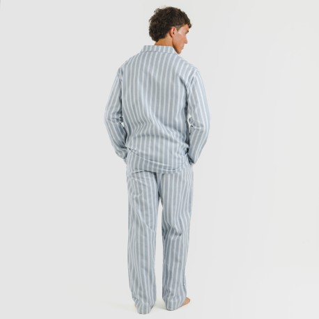 Pijama franela con solapa hombre Raya Marsella indigo
