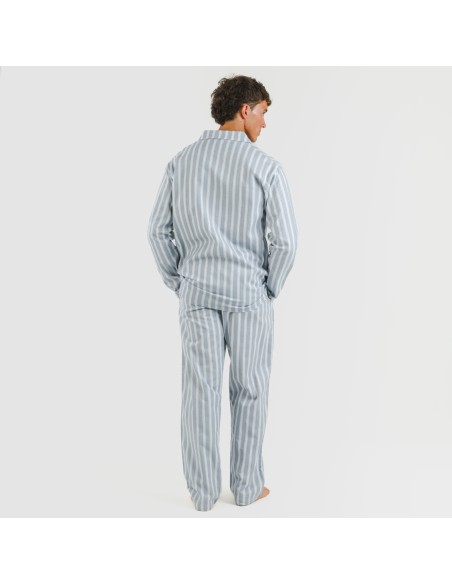 Pijama franela con solapa hombre Raya Marsella indigo
