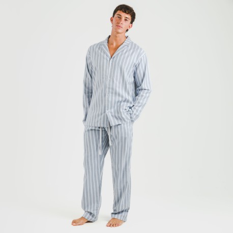 Pijama franela con solapa hombre Raya Marsella indigo
