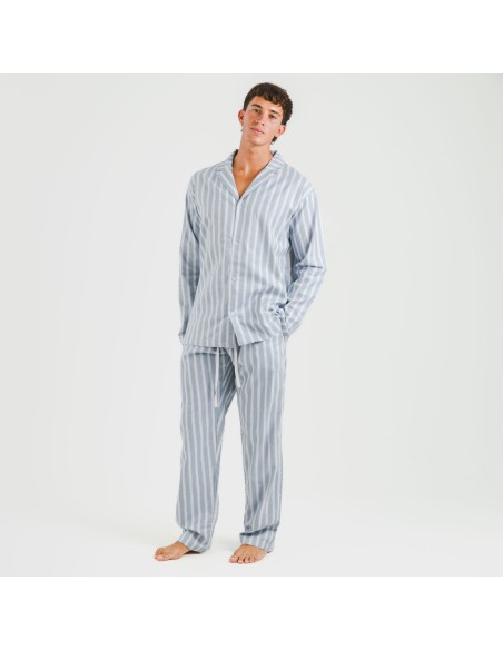 Pijama franela con solapa hombre Raya Marsella indigo