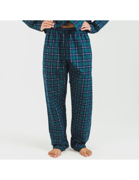 Pijama franela con solapa hombre Cuadro Ruz verde