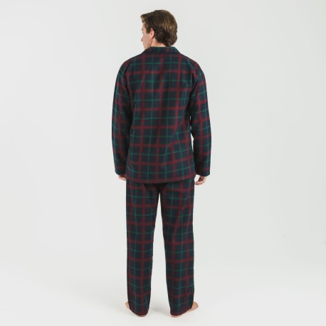 Pijama franela con solapa hombre Cuadro Roman azul marino