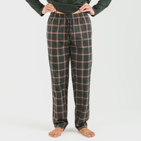 Pijama hombre franela Cuadro Nelby verde caceria