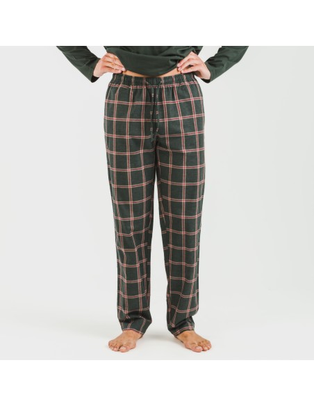 Pijama hombre franela Cuadro Nelby verde caceria