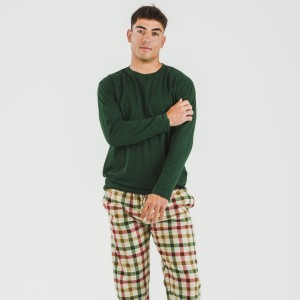 Pijama hombre franela Cuadro Delio verde