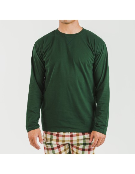 Pijama hombre franela Cuadro Delio verde