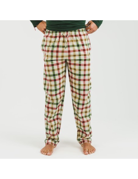 Pijama hombre franela Cuadro Delio verde