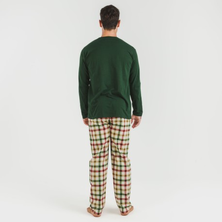 Pijama hombre franela Cuadro Delio verde