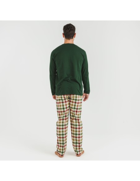 Pijama hombre franela Cuadro Delio verde