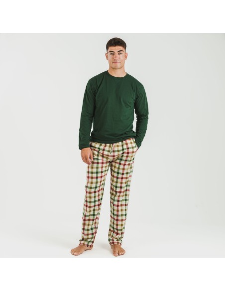 Pijama hombre franela Cuadro Delio verde