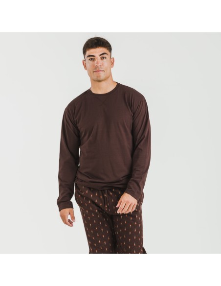 Pijama hombre franela Pelayo marrón
