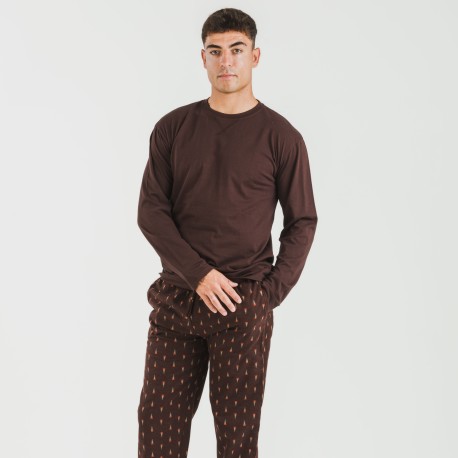 Pijama hombre franela Pelayo marrón