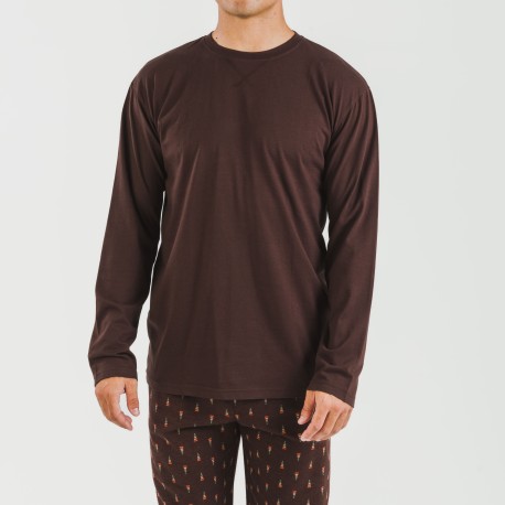 Pijama hombre franela Pelayo marrón