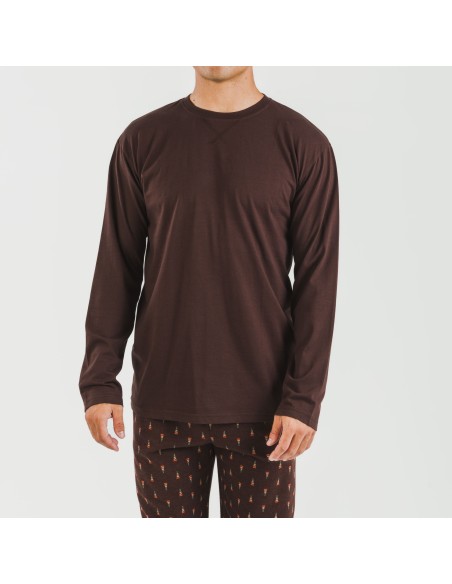 Pijama hombre franela Pelayo marrón