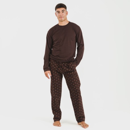 Pijama hombre franela Pelayo marrón
