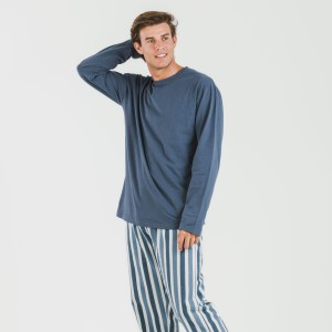 Pijama hombre franela Raya Alejo indigo
