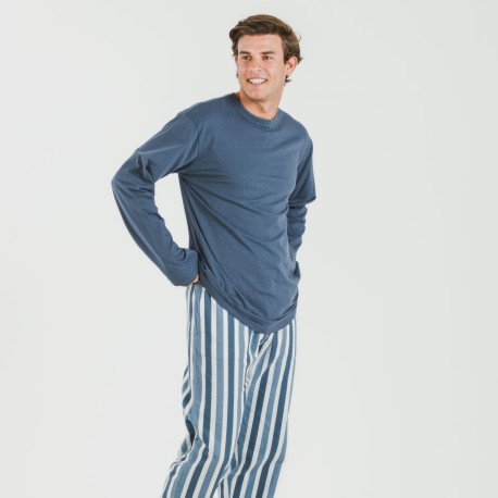 Pijama hombre franela Raya Alejo indigo