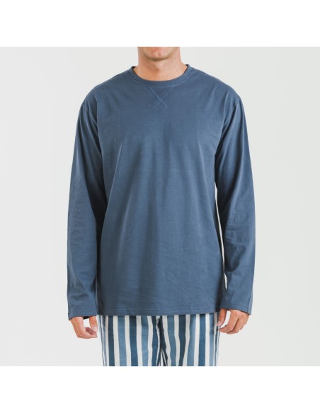 Pijama hombre franela Raya Alejo indigo