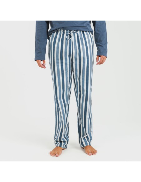 Pijama hombre franela Raya Alejo indigo