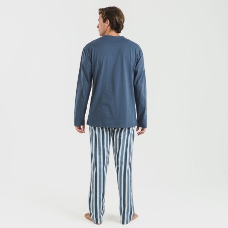 Pijama hombre franela Raya Alejo indigo