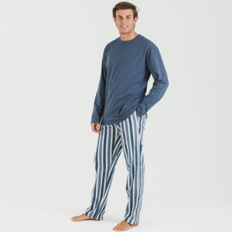 Pijama hombre franela Raya Alejo indigo