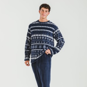 Pijama coral hombre Delancey azul marino 2