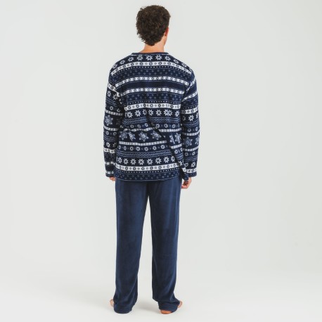 Pijama coral hombre Delancey azul marino