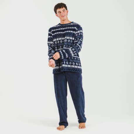 Pijama coral hombre Delancey azul marino