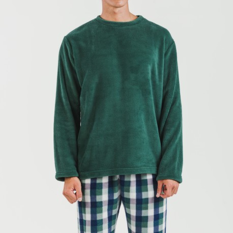 Pijama coral hombre Cuadro Ferni  verde