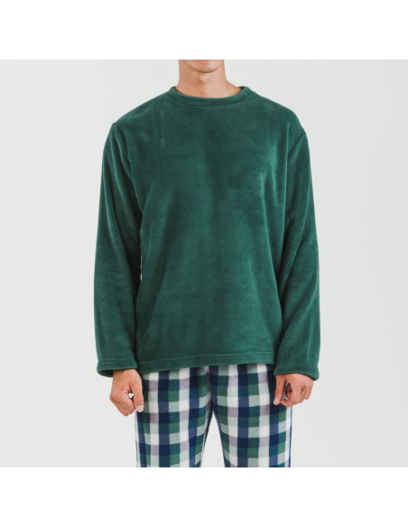 Pijama coral hombre Cuadro Ferni  verde
