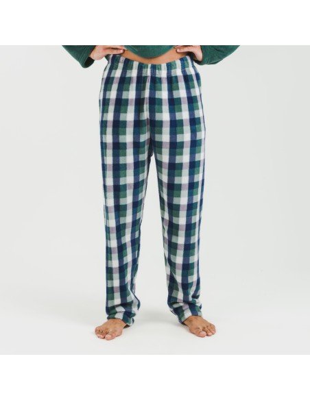 Pijama coral hombre Cuadro Ferni  verde