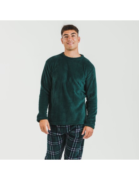 Pijama coral hombre Cuadro Welo verde
