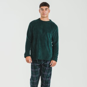 Pijama coral hombre Cuadro Welo verde 2