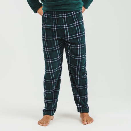 Pijama coral hombre Cuadro Welo verde