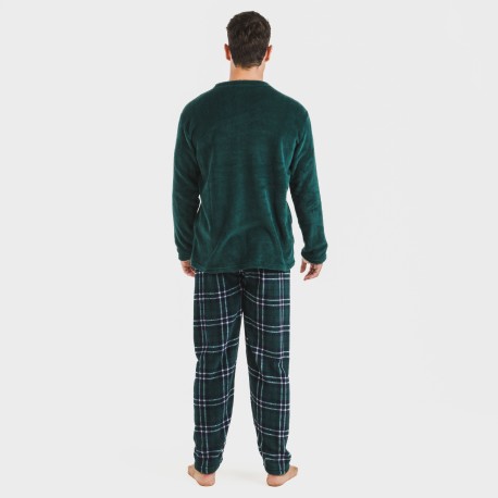 Pijama coral hombre Cuadro Welo verde