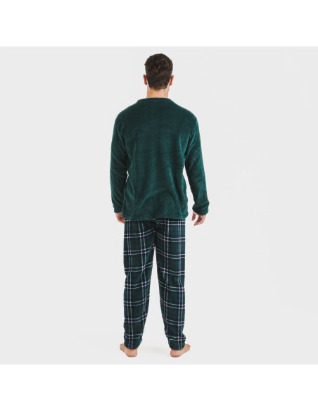 Pijama coral hombre Cuadro Welo verde