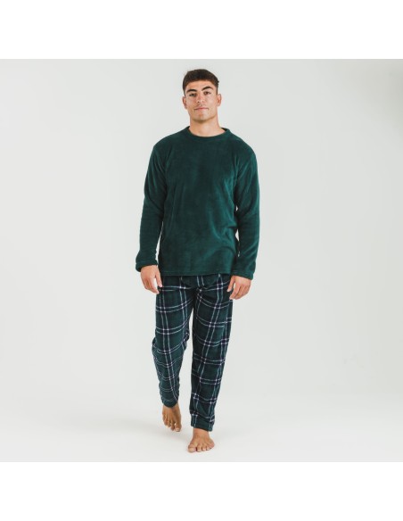 Pijama coral hombre Cuadro Welo verde