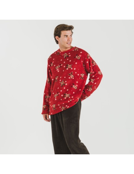 Pijama coral hombre Rodolfo rojo