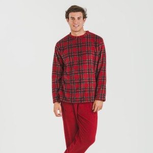 Pijama coral hombre Nicolas rojo