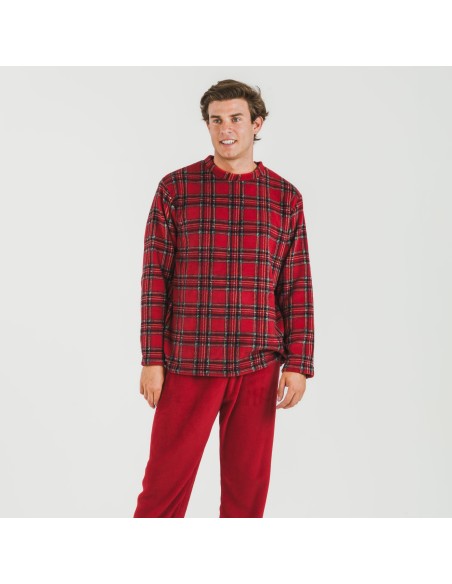 Pijama coral hombre Nicolas rojo