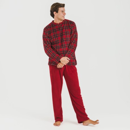 Pijama coral hombre Nicolas rojo