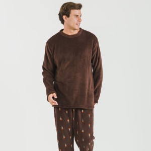 Pijama coral hombre Pelayo marrón 2