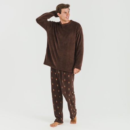 Pijama coral hombre Pelayo marrón