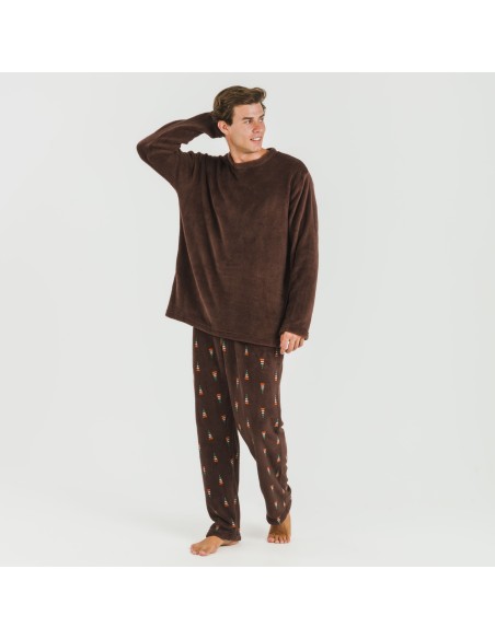 Pijama coral hombre Pelayo marrón